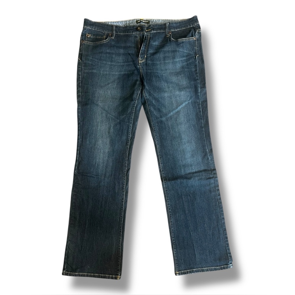 Eddie Bauer Medium Wash Blue Denim Jeans Mid Rise Straight Leg Mens Size 16/33